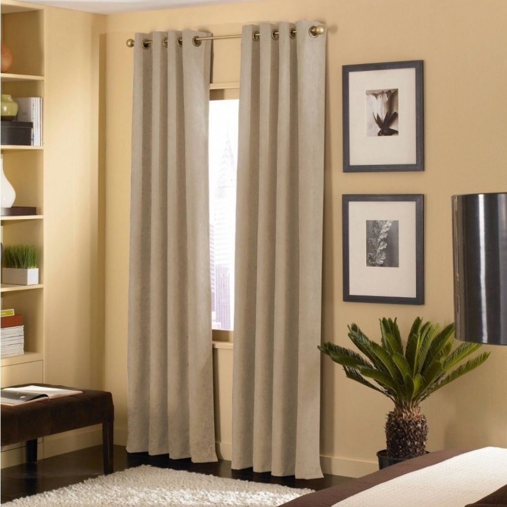 Cameron Luxe Microsuede Grommet Curtain Panel 50 x 144 - Sand set of 2
